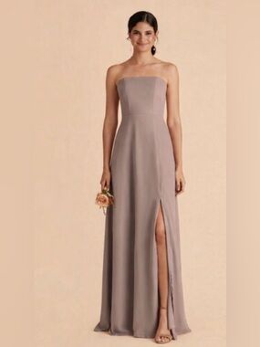 Birdy Grey Toffee NWT XS Chris Chiffon Wedding Guest Formal Dress STRAPLESS